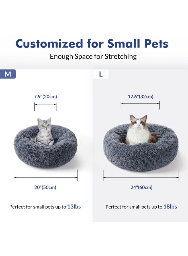 HousLife Cat Bed Plush Donut Cat Bed 40x40CM Soft Fluffy Round Pet Bed, Calming Self Warming Cat Bed Machine Washable with Non Slip Waterproof Bottom for Indoor Cats Small Dogs - Image 5